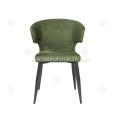 Green genuine leather black matte painted feet chairs